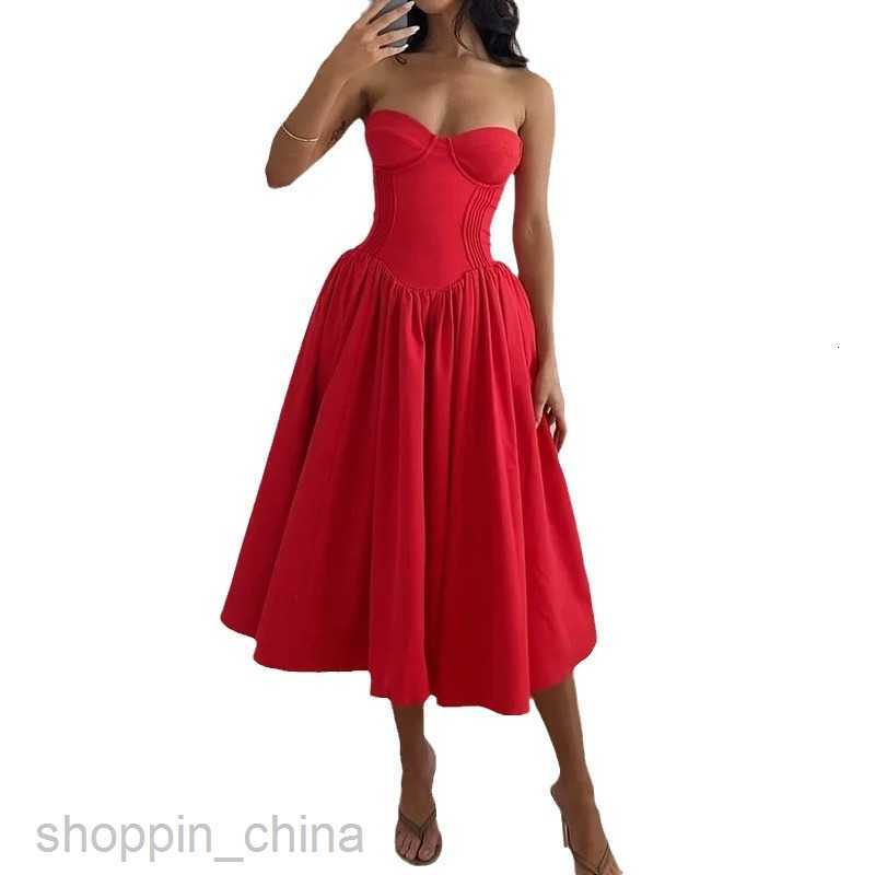 Basic Casual Women Dresses Women's Dress Autumn Sleeveless Bra Solid Color Waist Wrap Dress