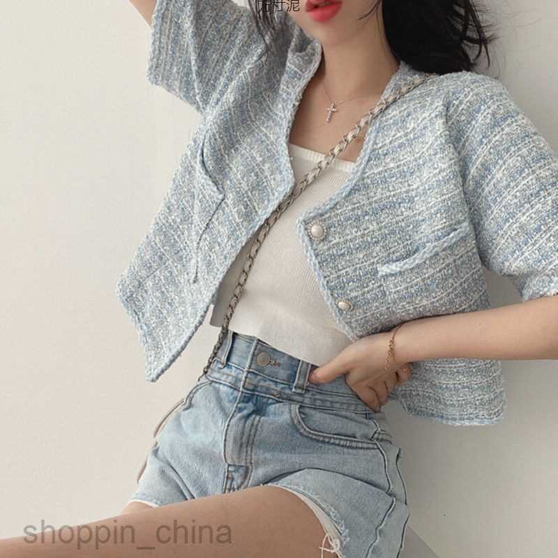 Women Jackets Coats sense niche short sleeved small fragrant jacket cardigan women's summer new explosive street short top