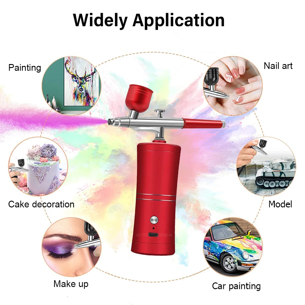 Airbrush Nail With Compressor Portable Airbrush For Nails Cake Painting Crafts Mini Airbrush Nail Art Paint Spray Gun Compressor 240627
