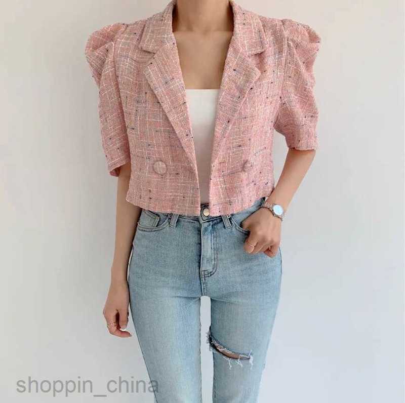 Women Jackets Coats style short style suit for women's new chic socialite temperament short sleeved slim fit jacket