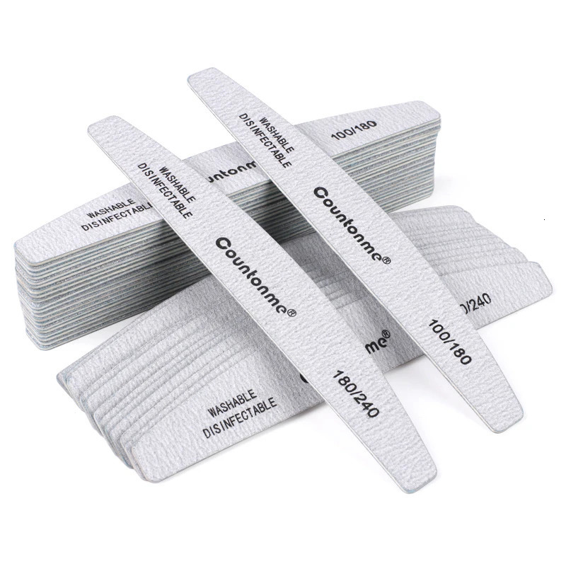 10pcs/Lot Professional Wooden Nail Files 180/240 Buffer 100/180 Grey Boat Wood Sandpaper Block Gel Polisher Sanding Nail Files 240627