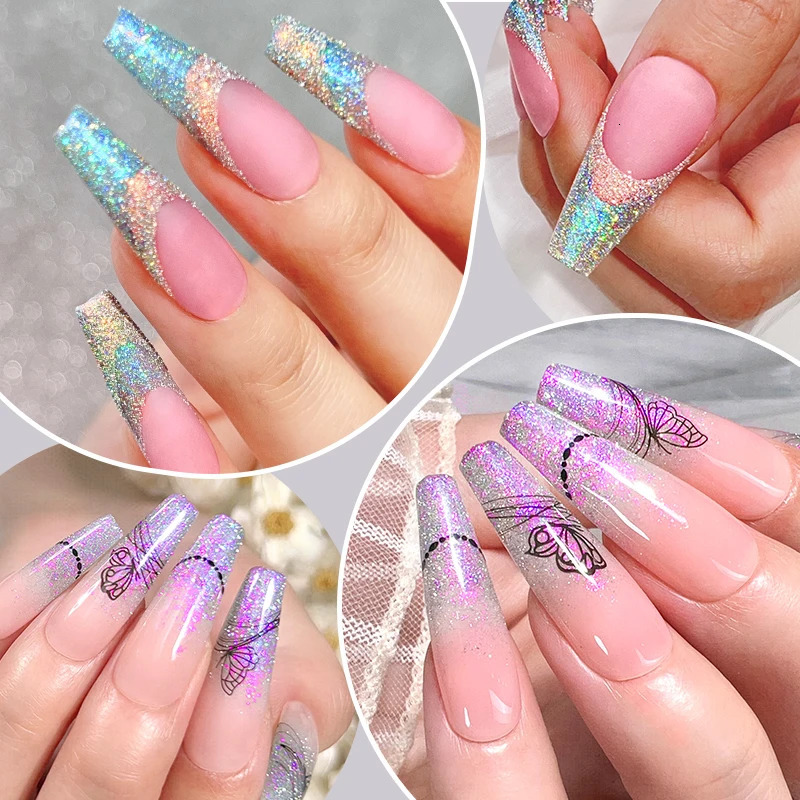 NICOLE DIARY Reflective Glitter Nail Powder Sequins Sparkly Flash Crystal Pigment Dip Chrome Powder Nails DIY Dust Nail Supplies 240627