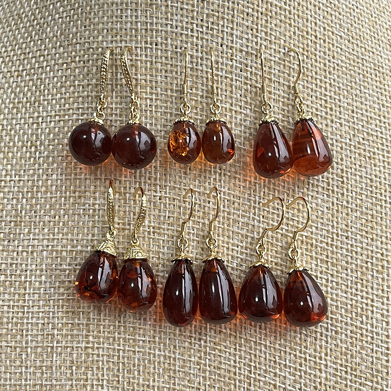 Big Sale Natural Amber Earrings for Women S925 Silver Real Baltic Cherry Dangle Earring Original Gemstone Jewelry Wholesale