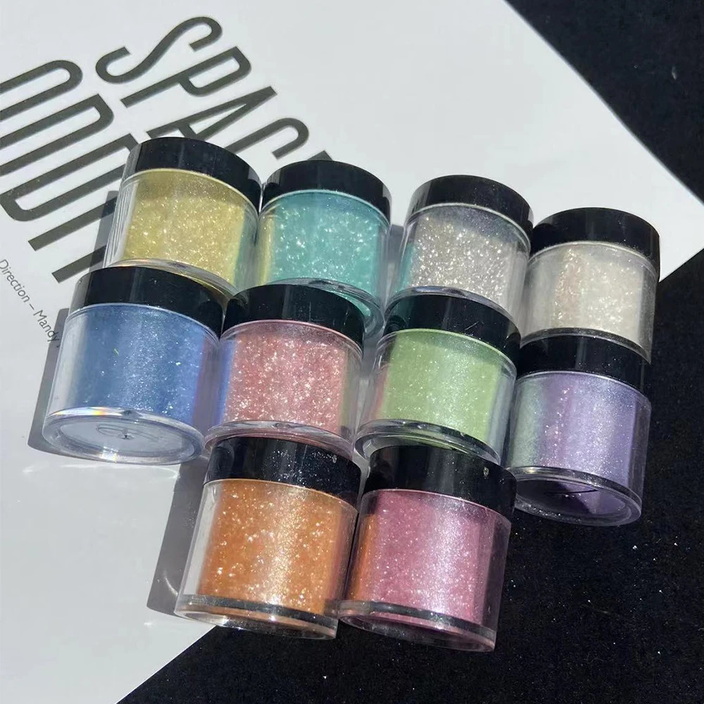 10Colors Sparkly Nail Glitter Powder Rainbow Crystal Diamond Pigment Dust Holographic DIY Manicure Chrome Nails Art Decoration 240627