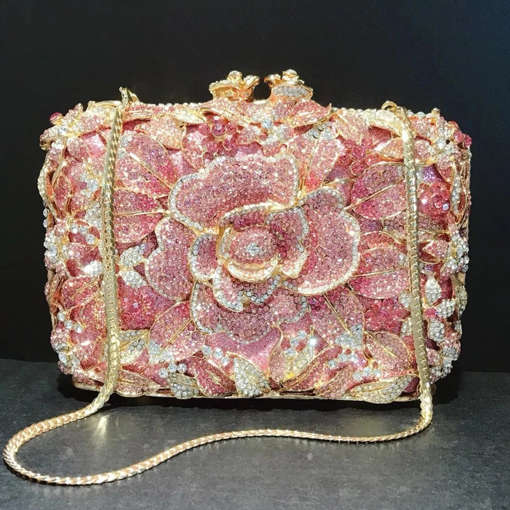 3 WHTUOHENG ral WhitePink Red Dia Wedding Women Clutch Bags Dinner Banquet Clutches Crystal Chain Evening Purses Handbags 240615 4