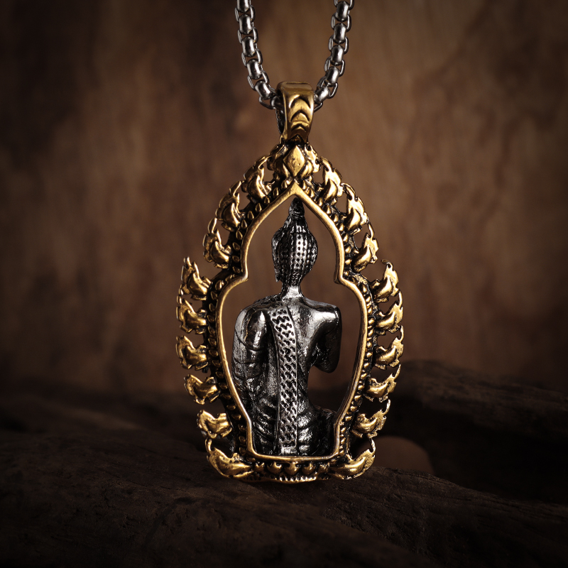 Classic Vintage Buddhist Buddha Pendant Necklace for Men Women Trendy Street Party Amulet Jewelry Gift