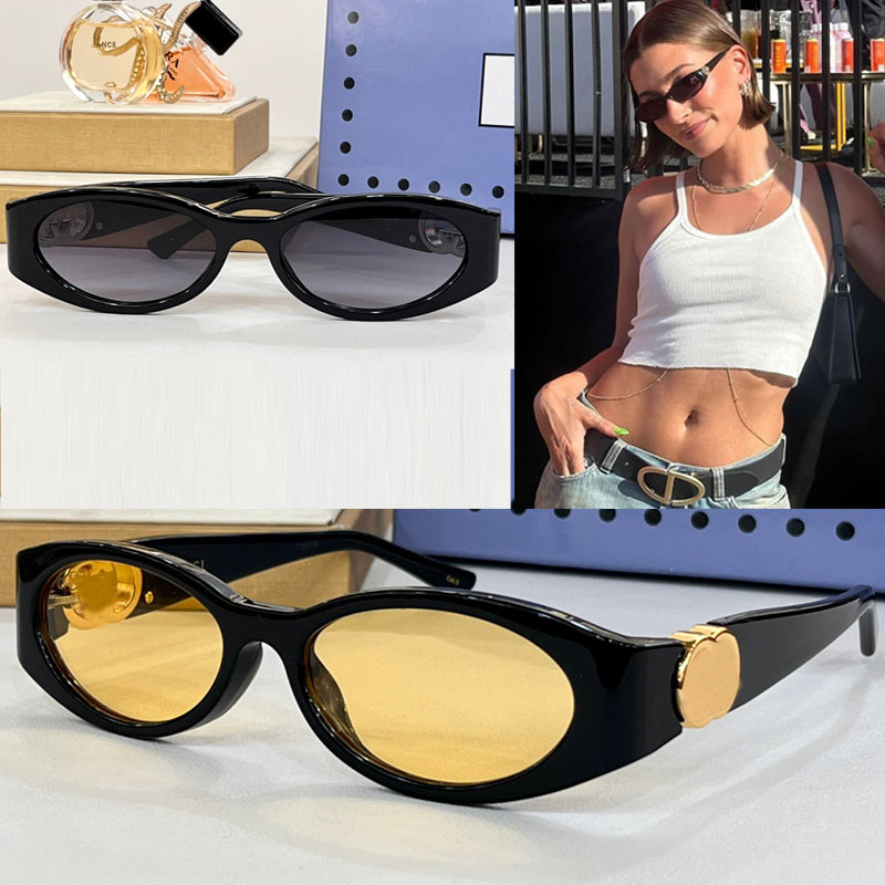 Womens Luxury Sunglasses 1660S Oval Frame Yellow Lens Fashion Circular Metal Logo Women Sexy sunglasses with dedicated packaging