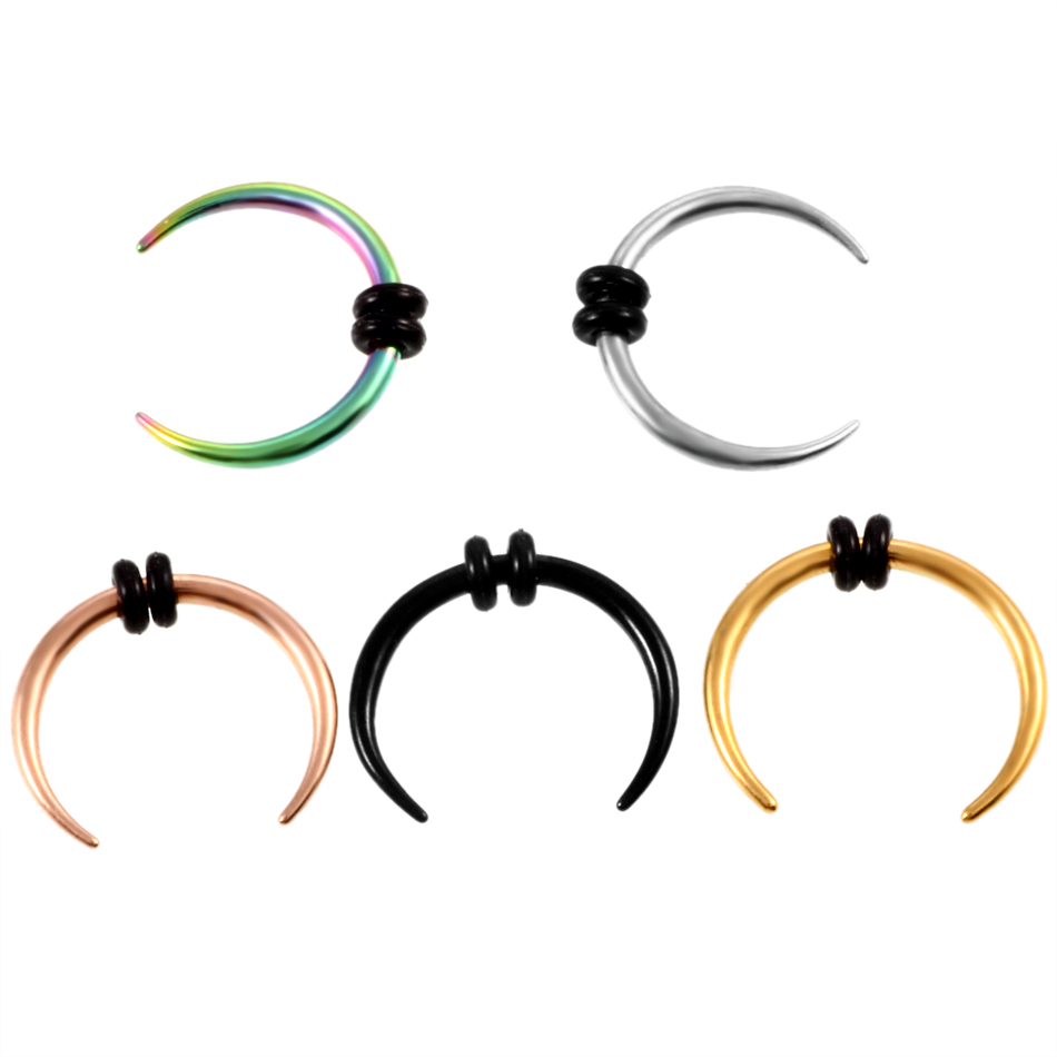 1Pc 316L Surgical Steel OX Hoop Pincher Round Tapered Septum Nose Ring Ear Cartilage Piercing Earring for Women Men Body Jewelry