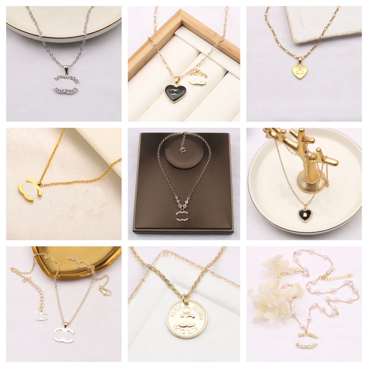 Brand Designer Double Letter Pendant Necklaces Simple Gold Plated Crysatl Pearl Rhie Sweater Newklace Wedding Party Jewerlry