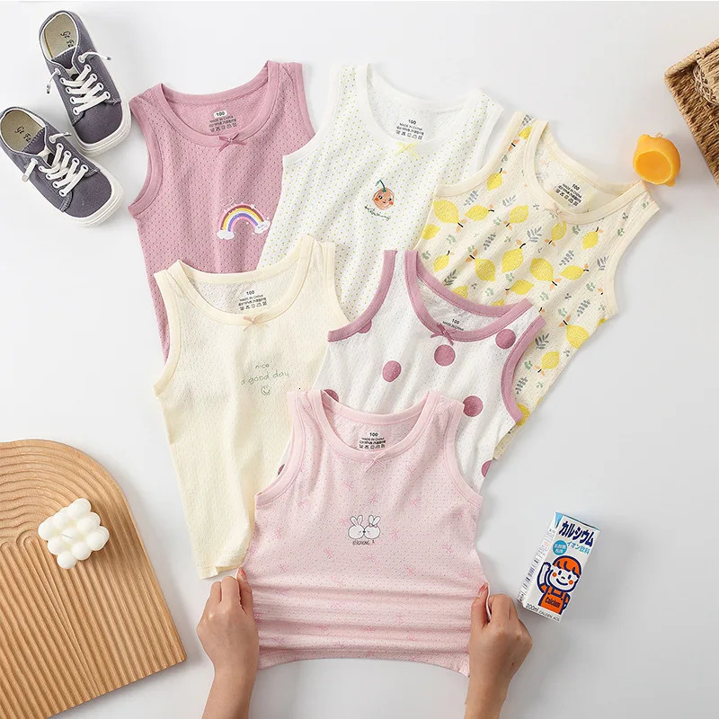 Summer Top Clothes for Children Mesh Girls T-shirts Cartoon Boys Tank Top Young Girl Lingerie Baby Underwear Teen Sports Clothes 240627