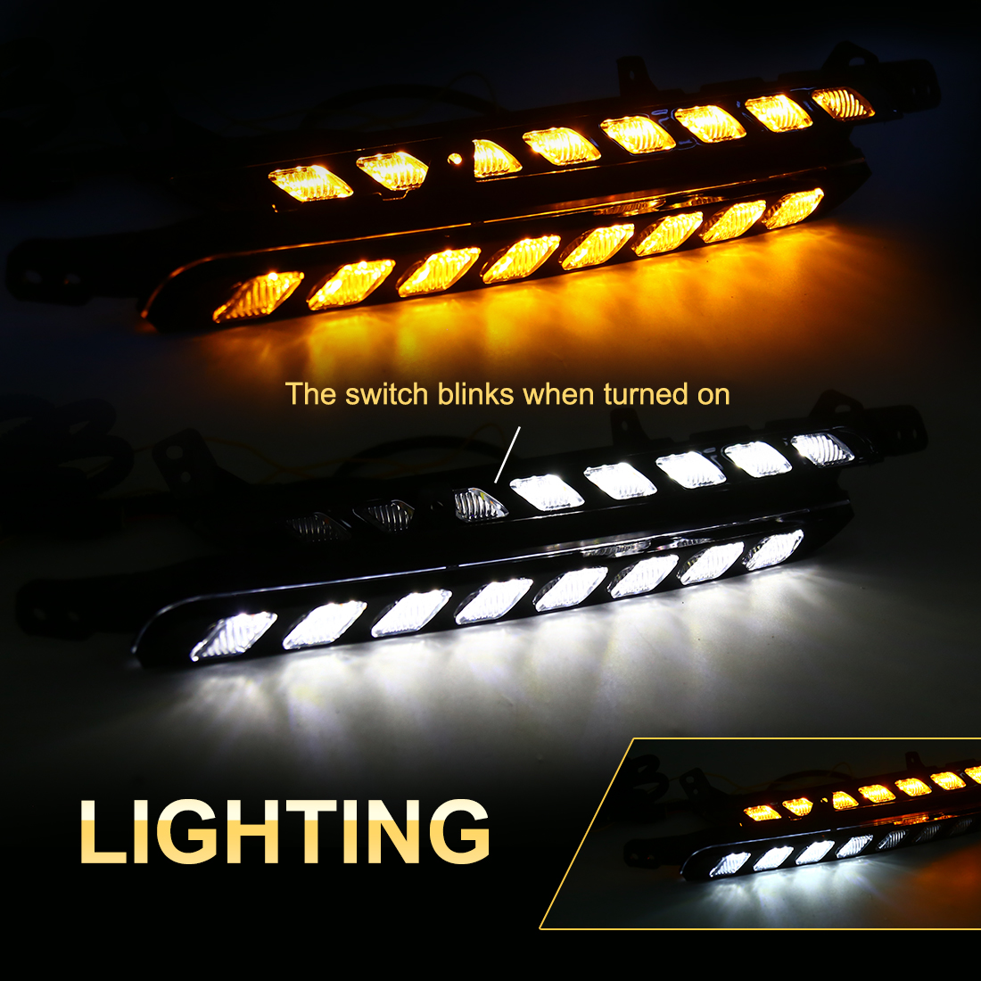 For Toyota Hilux Revo 2020 2021 Car Led DRL Daytime Running Light Dual Color Headlight Turn Signal Lamp With Wire 12V Waterproof