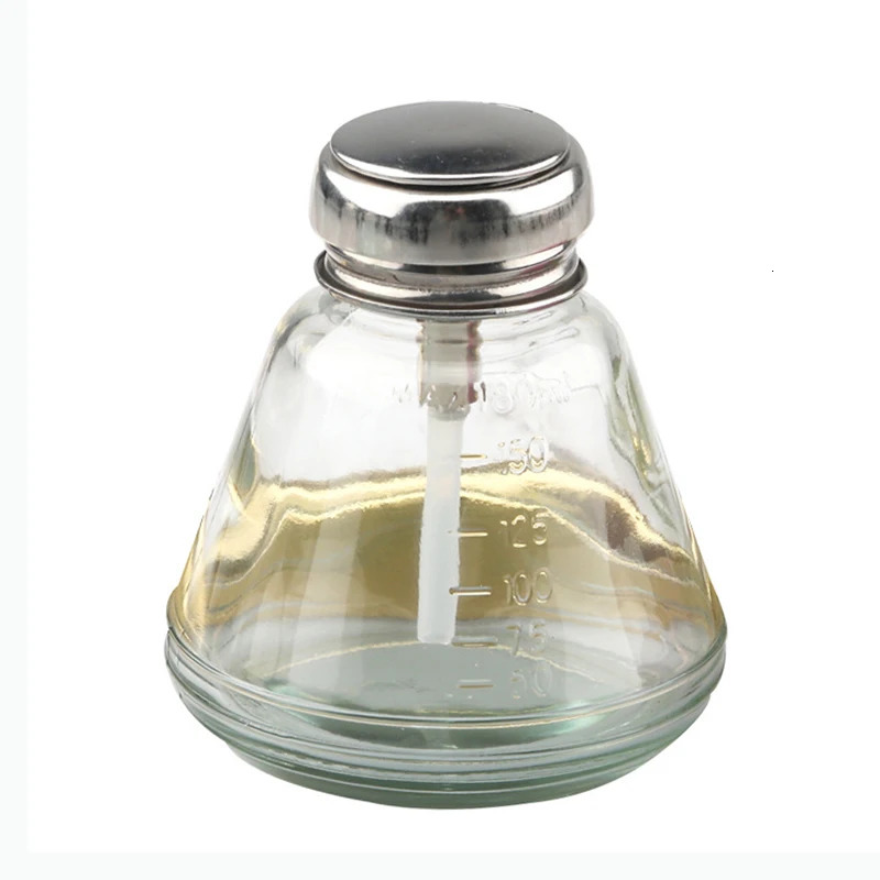Push Down Glass Empty Pump Dispenser For Nail Polish Alcohol Makeup Remover Clear Refillable Bottle Liquid Cleanser Storage 240628
