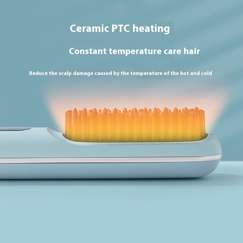 New Wireless Liquid Crystal Straight Usb Rechargeable Ceramic Heating Comb Hair Straightener Portable Negative Ions F628-40