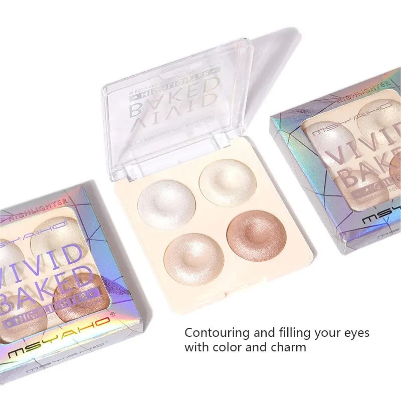 -Selling Four-Color Pearlescent Baked Powder High-Gloss Eye Shadow Con Blush Baked Powder Makeup Eye Shadow Palette 240627