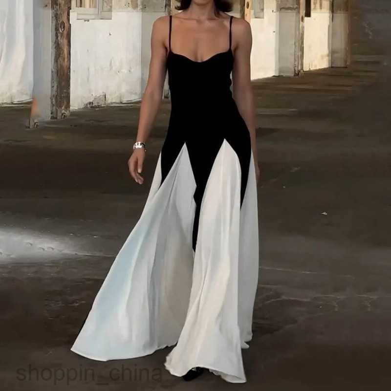 Basic Casual Women Dresses Women's Summer New Fashionable and Elegant Strap Block Color Solid Color Dress
