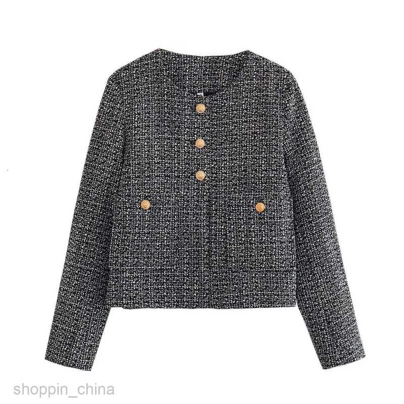 Women Jackets Coats Women's Autumn New Round Neck Slim Fit Colored Women's Button Decoration Coat