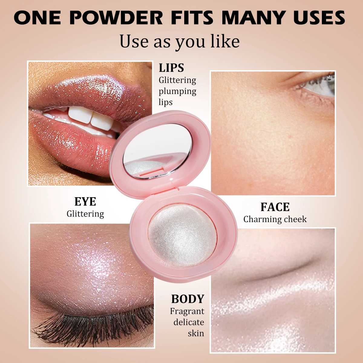 Mini body face Highlighters 4-Color High-Shine Pastel Highlighter Palette Radiant Long-Lasting Glow Pressed Powder Bronzer 240627