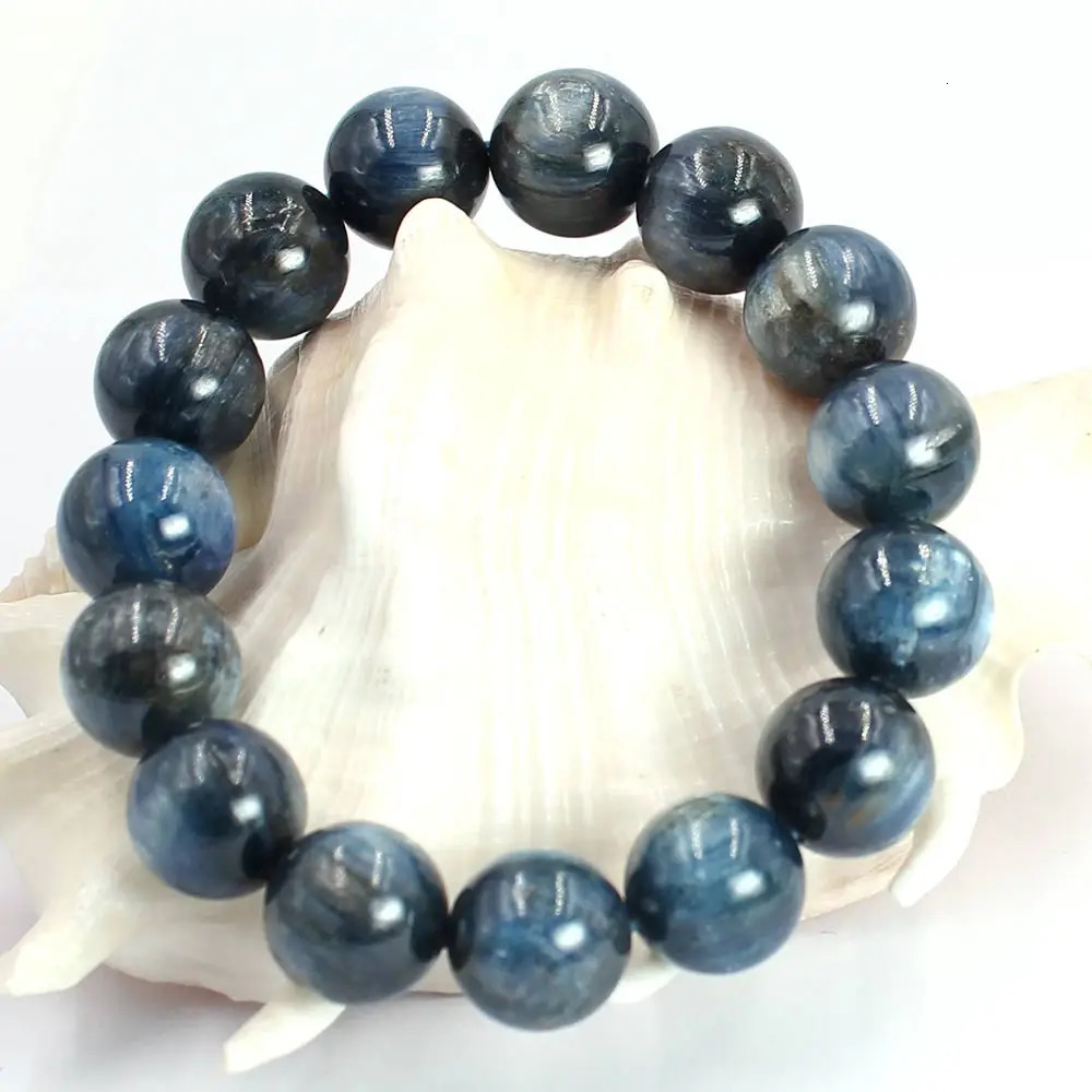 Chirstmas Gift 7 8 9 10 12 14mm Dark Blue Natural Gems Stone Adjustable Kyanite Jewelry Bracelet 7.5inch 240626