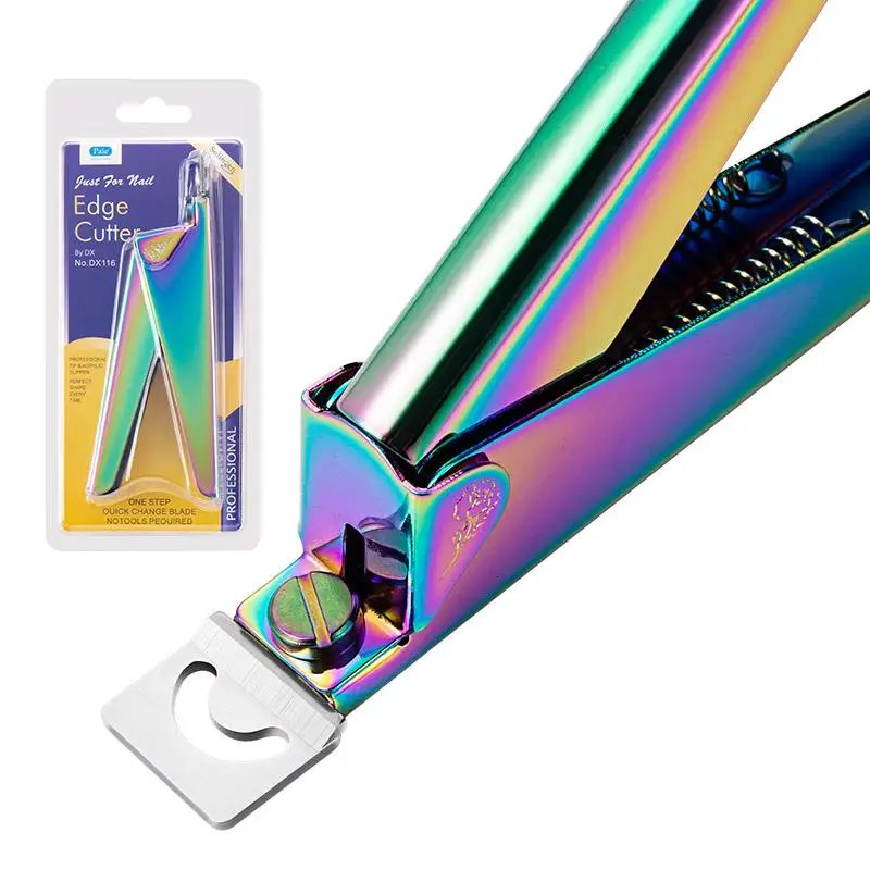 Stainless Steel UV Gel False Nail Tips Trimmer Clipper Edge Cutter Nail Art Manicure U Word Rainbow Gold Silver Tools 240627