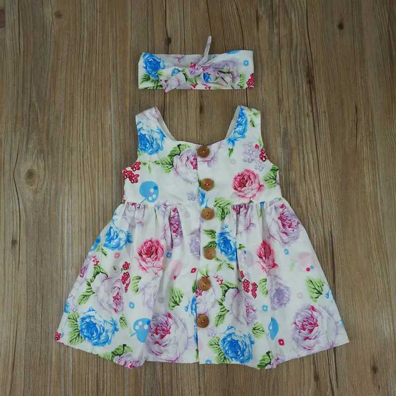 Pajamas Children children girls floral vests matching headbands summer buttons no sleeping sunlight girls clothing WX5.31