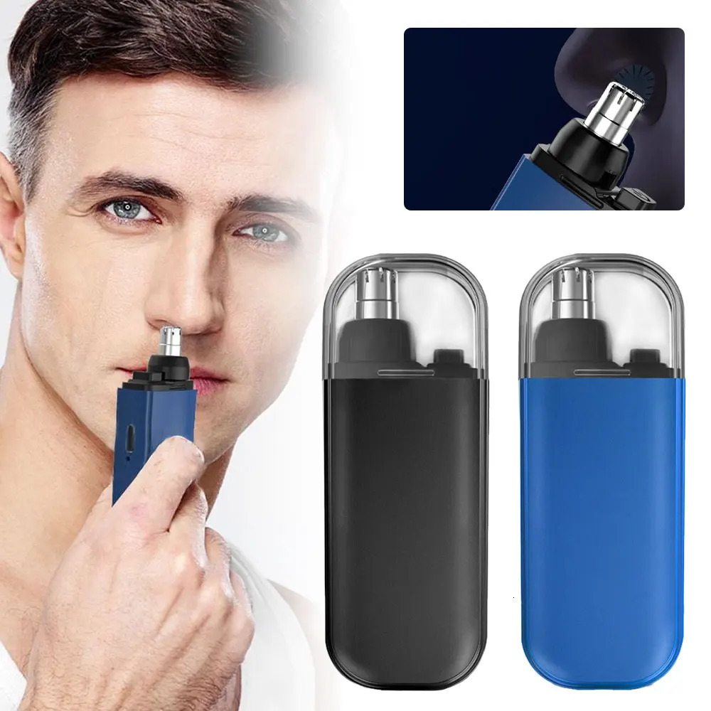 Cleanlook Portable Nose Hair Trimmer Electric Men Mini Nose Hair Remover Machine USB Charging Dual-Edge Blades Nose Trimmer 240627