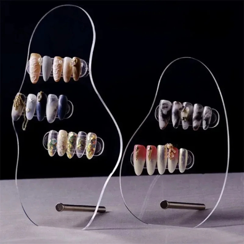 Irregular Acrylic Nail Art False Tips Display Board Transparent Nail Gel Polish Display Stand Manicure Showing Shelf 240627