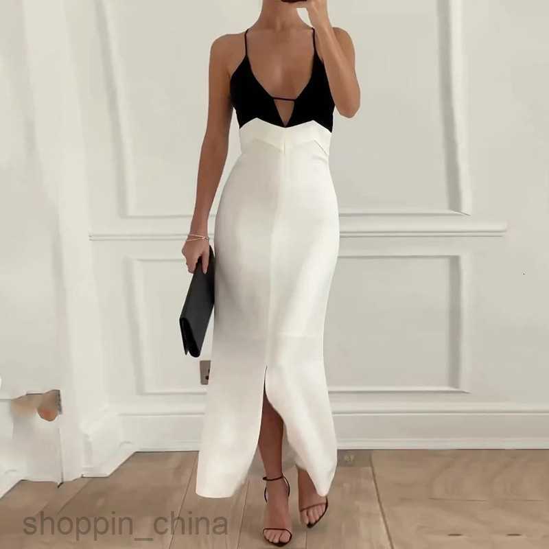 Basic Casual Women Dresses Fashionable women's clothing new sexy sleeveless suspender color blocking dress