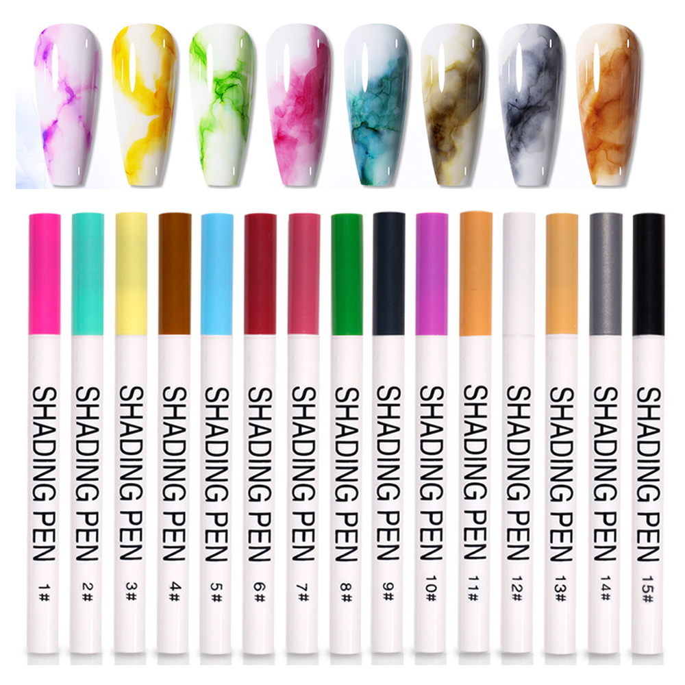 Nail Art Drawing Graffiti Pen Blooming Smoke Manicure Brush Painting Nail Smudge Ink Drawing Pen Nail Marbl UV Gel DIY Nail Tool