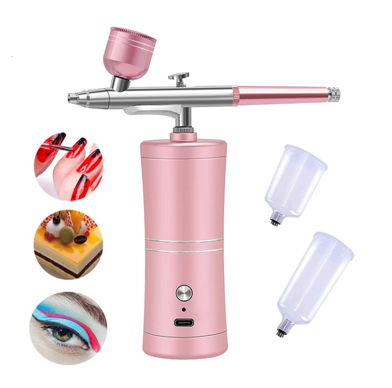 Airbrush for Nails Art Paint Portable Cordless Air Brush Nail Gun with Compressor Nail Decoration Cake Makeup Varnish Spray 240627