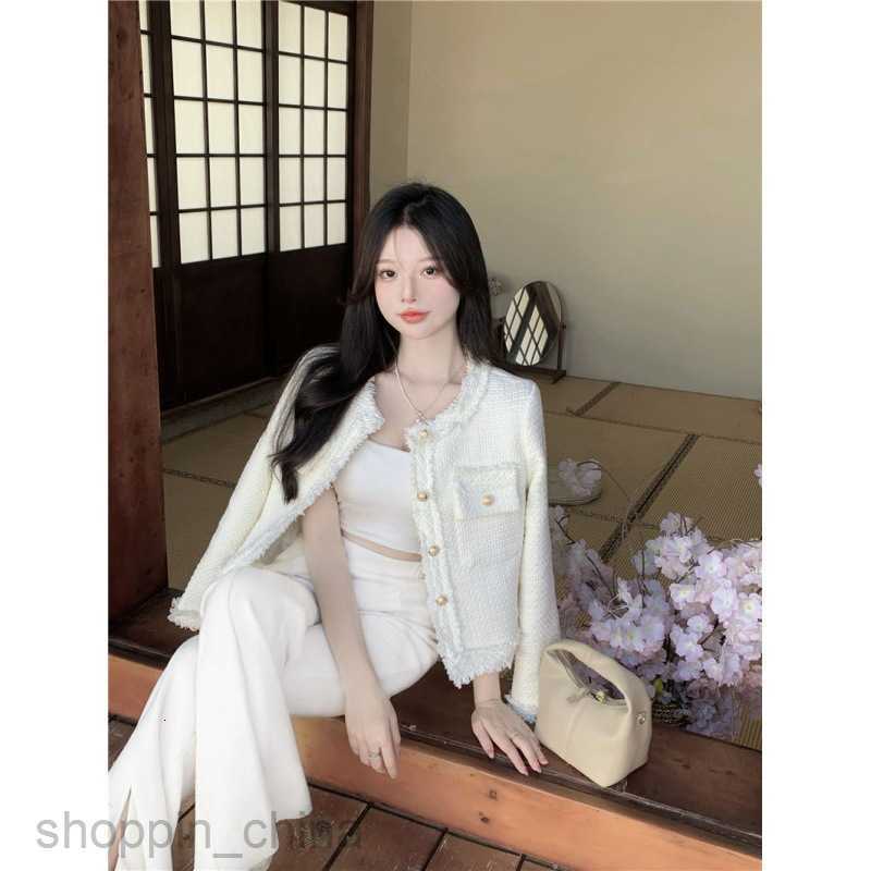Women Jackets Coats New Spring and Autumn Versatile White Fragrant Coat Women's Unique and Unique Design Short Top