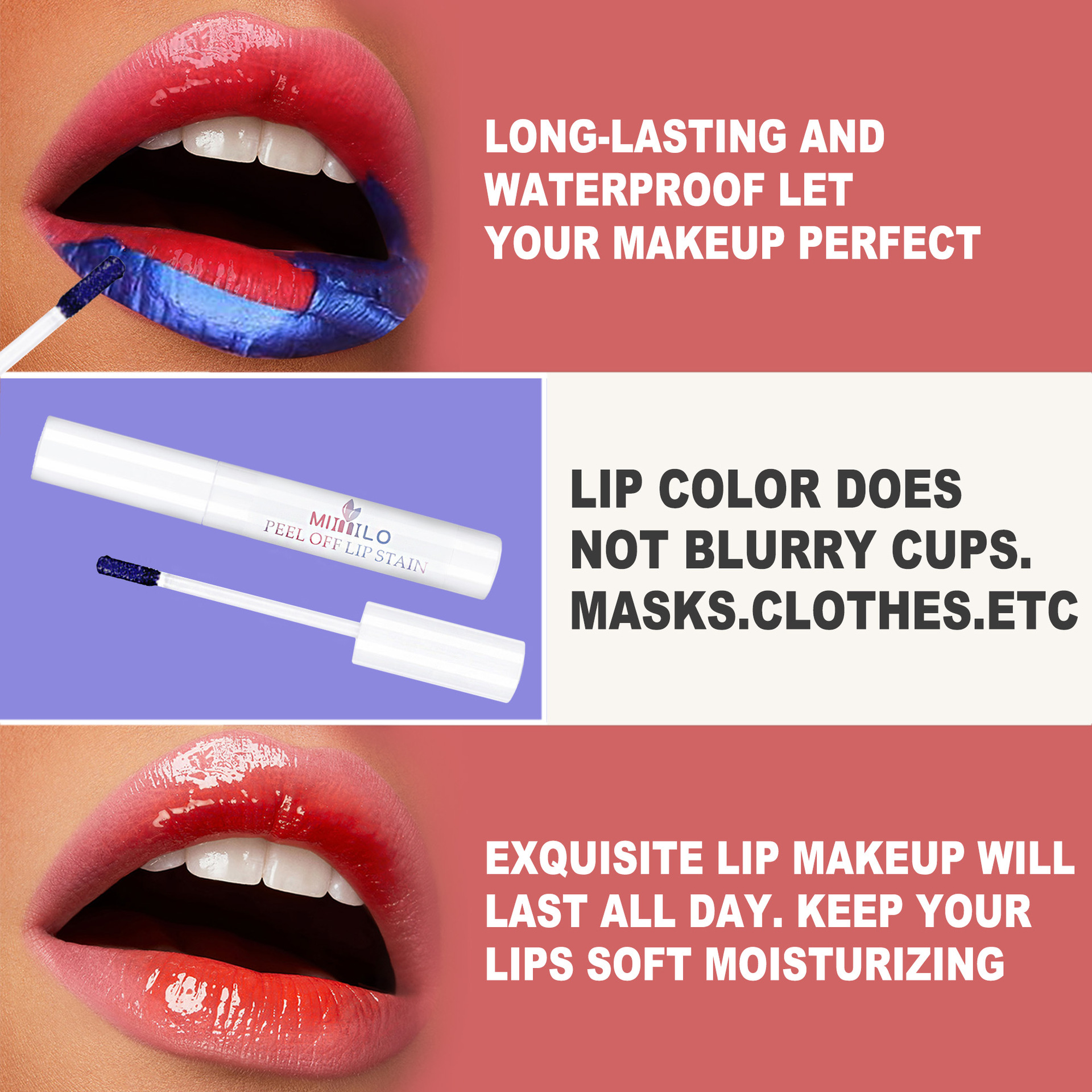Wonder Liquid Blading Peel & Reveal Lip Color Kit Amazing Peel Off Liquid Lipstick Long Lasting Tear Off Lip Gloss Lip Stain Kit