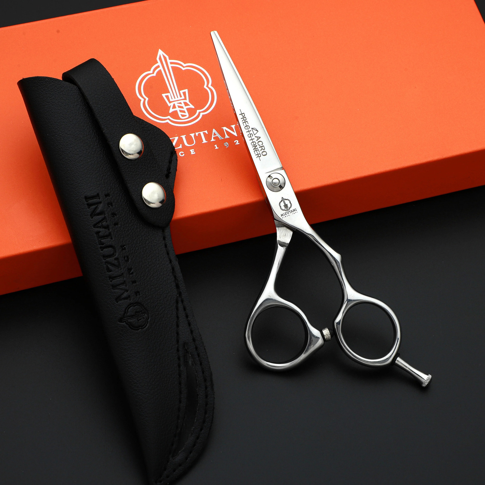 Japan Mizutani 55inch Professional Barber Scissors Mens Traceless Teeth Flat Set Hair Stylist Special Tools 240619