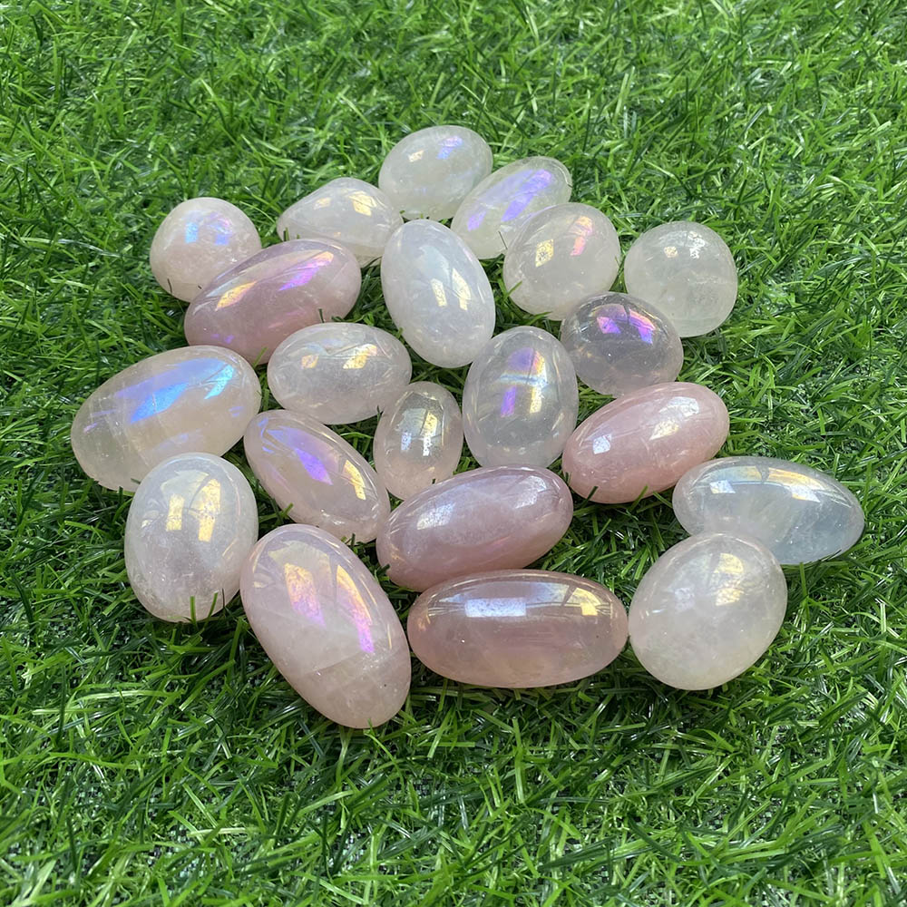 100G Natural Real Genuine Crystal Tumbled Stone Angel Aura Rose Quartz Rolling Energy Gemstone For Grid Healing Jewelry Making