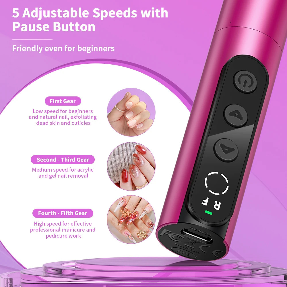 YBLNTEK Electric Cordless Nail Drill Kit 35000RPM Nail Drill Machine for Gel Acrylic Nails Manicure Pedicure Polishing With Bag 240627