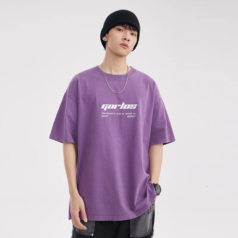 Mens Retro Distressed Letter Printed Shortsleeved Tshirts for Teenagers and Men Trendy Loose Halfsleeved Shirts 240619