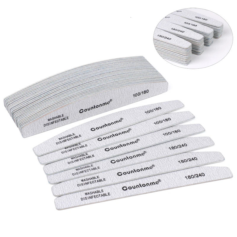 10pcs/Lot Professional Wooden Nail Files 180/240 Buffer 100/180 Grey Boat Wood Sandpaper Block Gel Polisher Sanding Nail Files 240627