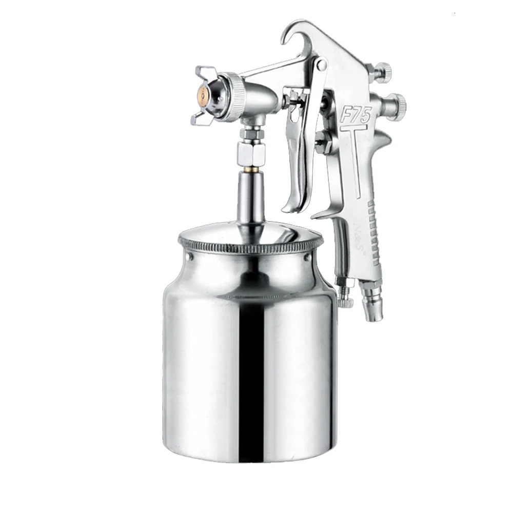 F-75 Spray Gun 1.5mm Nozzle with Cup Silver Handle Adjustable Color Spray Gun for Automotive Furniture Parts Painting 240627