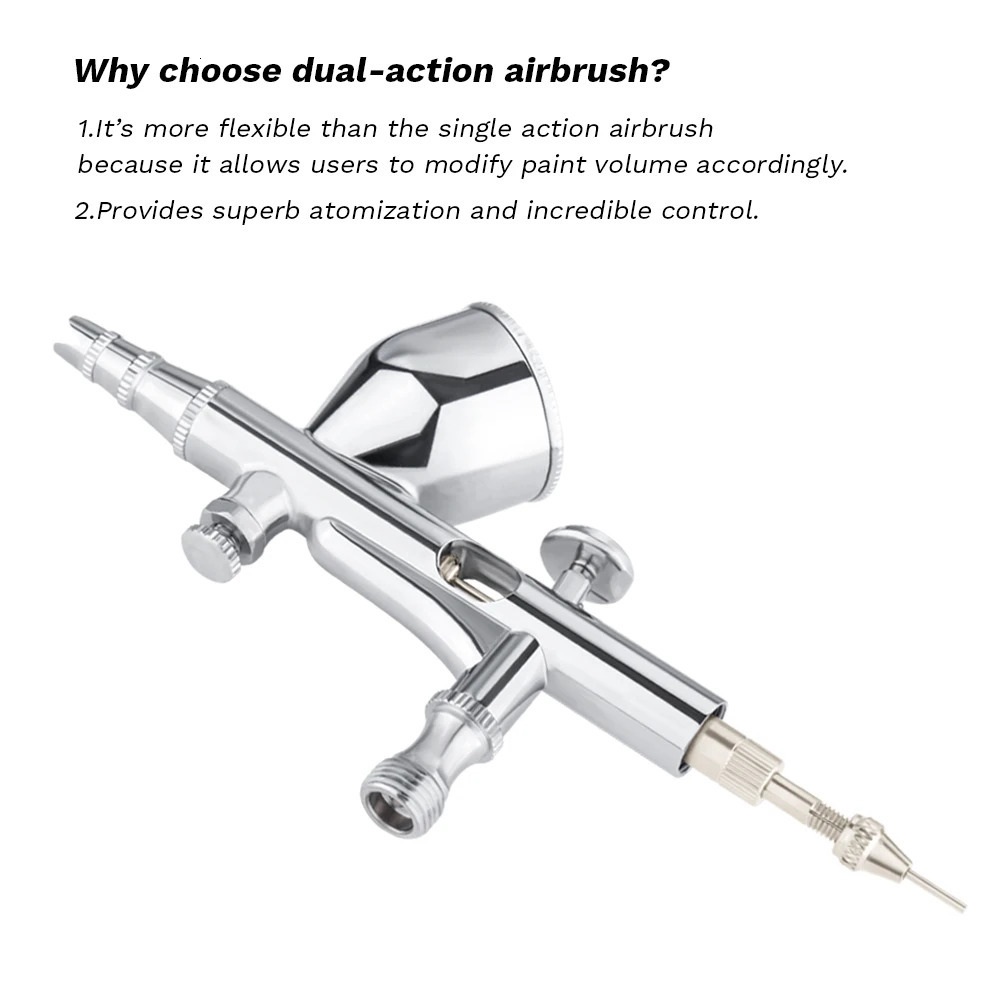Dual-Action Spray Gun 0.2/0.3/0.5mm 9cc/7cc Gravity Feed Airbrush Kit Set With Quick Coupler for Art Craft Model Body Nail Paint 240627
