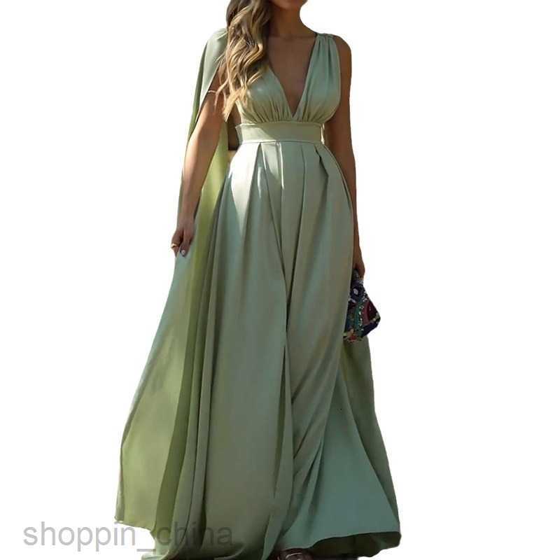 Basic Casual Women Dresses Women's Summer New Sexy V-neck Strap Solid Split Dress
