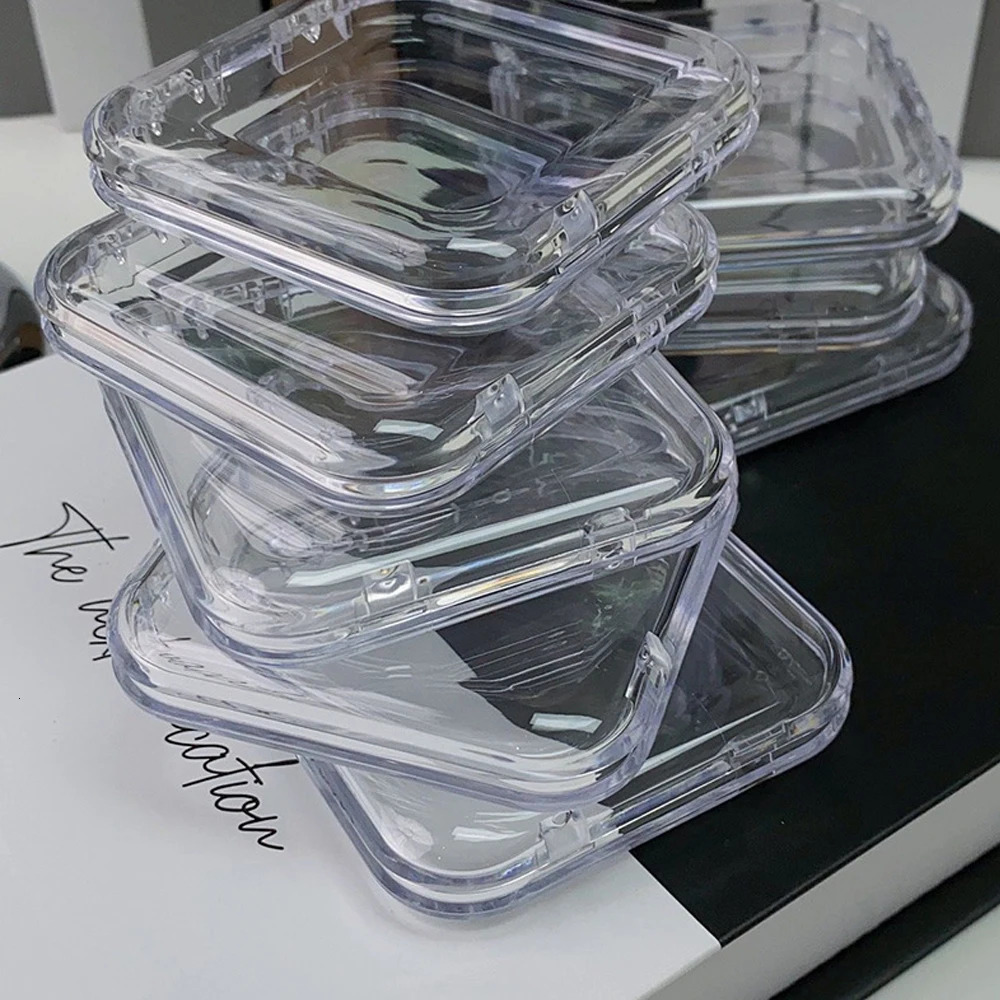 10 Pieces Empty Transparent Press On Nail Packaging Box Wholesale Portable 75x75mm Acrylic Nail Tips Organizer Display Manicure 240627