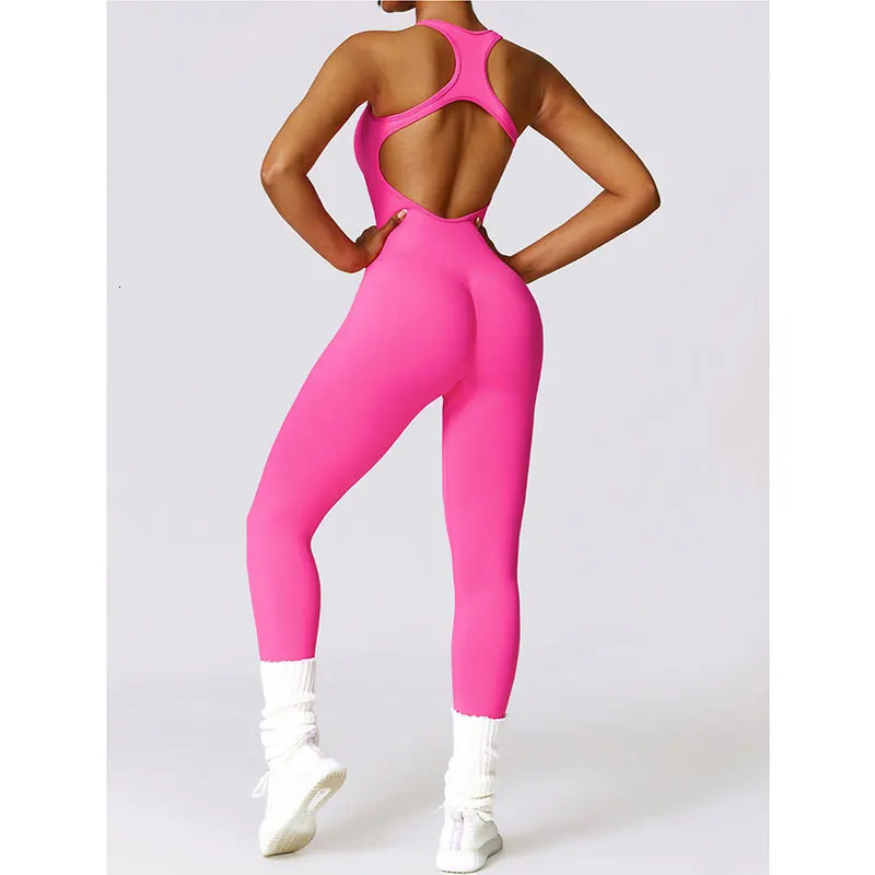 Yoga Set Seamless Womens Jumpsuits One-Piece Gym Push Up Workout Clothes Fitness Bodysuit Sportswear Tracksuit Short Sleeve 240627