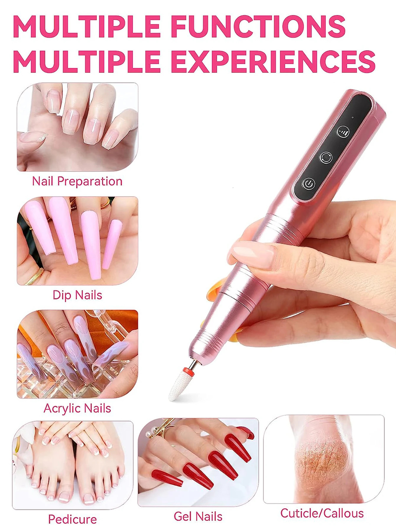 Professional Wireless 35000RPM Rechargeable Electric Nail Drill Machine Multifunctional Nail Polishing Manicure Machine Supplies 240627