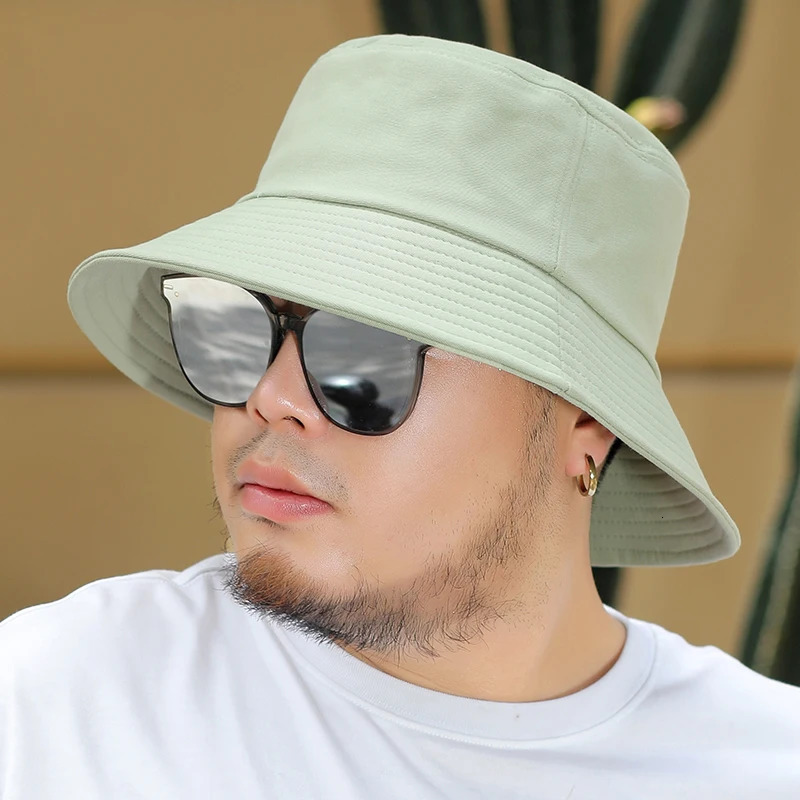 Big Head Man Large Size Sun Hat Women Summer Fisherman Hat Adult Cotton Panama Cap Plus Size Bucket Hats 52-56cm 57-63cm 240626
