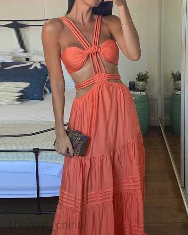 Basic Casual Women Dresses Women's Dress Autumn New Sleeveless Hollow Solid Color Dress
