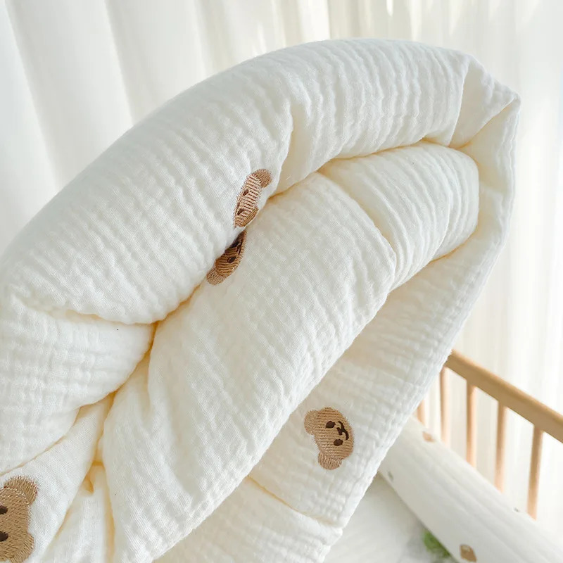 Muslin born Swaddle Wrap Korean Bear Bunny Warm Baby Quilt for Crib Pure Cotton Kids Bedding Accessories 1X1.2M 240627