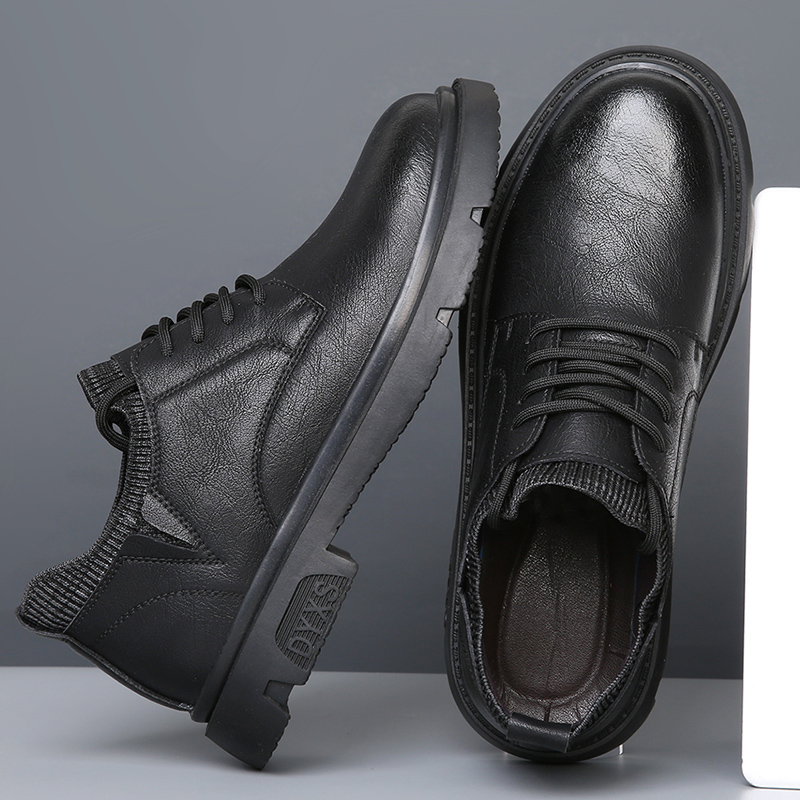 Men Oxford Shoes Trendy Black Casual shoes Luxury British Style Men Boots Outdoor Non-Slip Work Shoes Design Offical Party Boats