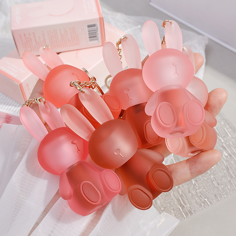 Cute Bear Keychain Nude Liquid Lipstick Velvet Matte Waterproof Lip Gloss Lasting Non-stick Lip Tint Makeup Pigment Cosmetic