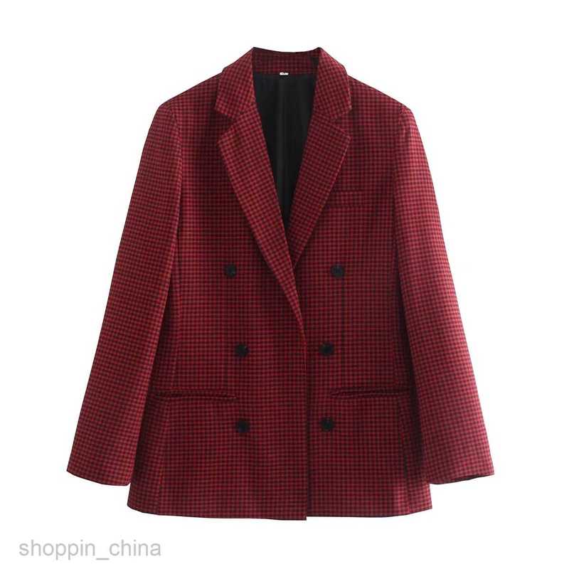 Women Jackets Coats Women's Autumn New Checkered Double breasted Coat Personalized Suit Top 5 Colors