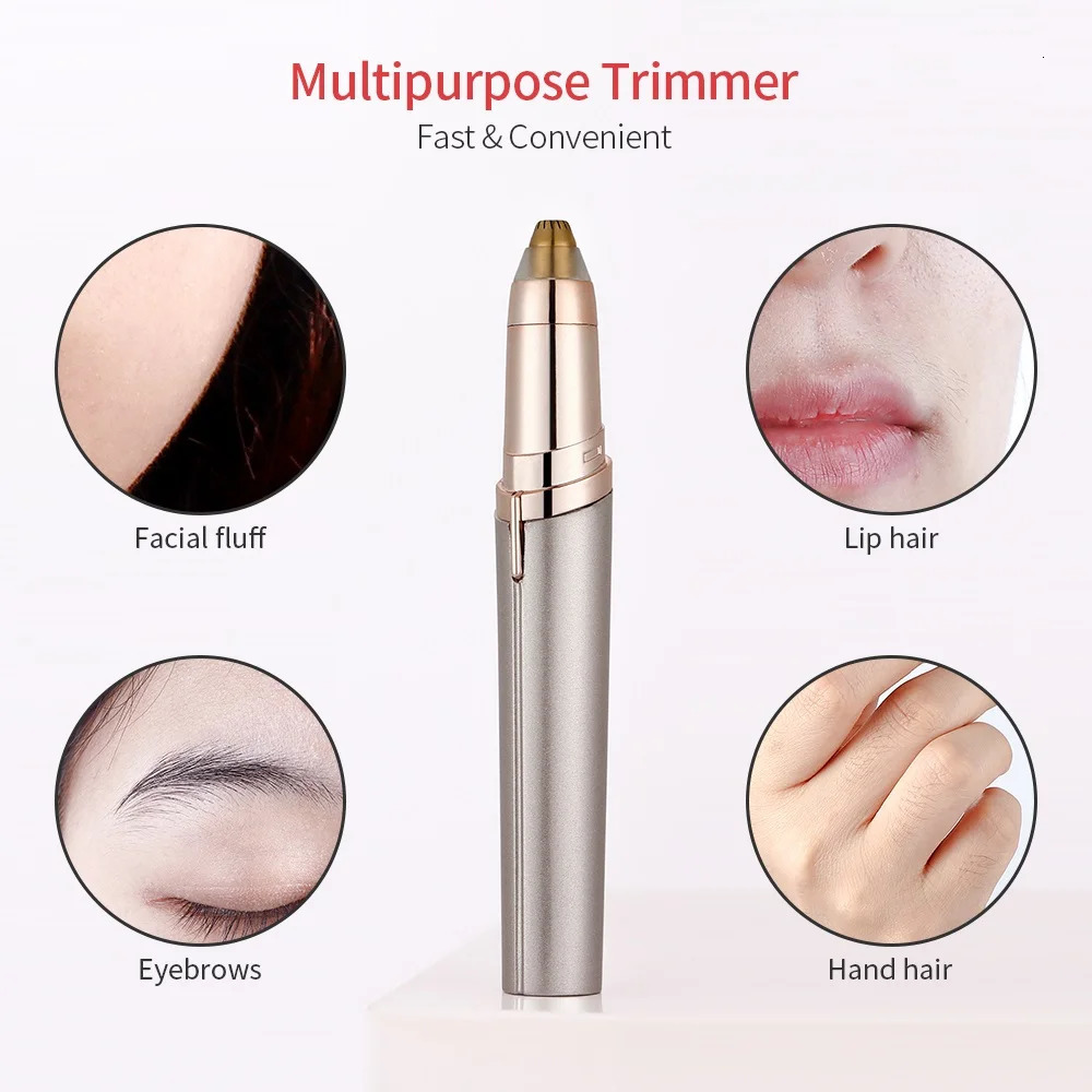 Electric Eyebrow Trimmer Mini Eyebrow Epilator Portable Facial Hair Shaver Lip Hair Nose Hair Removal Razor Women Trimmers 240627