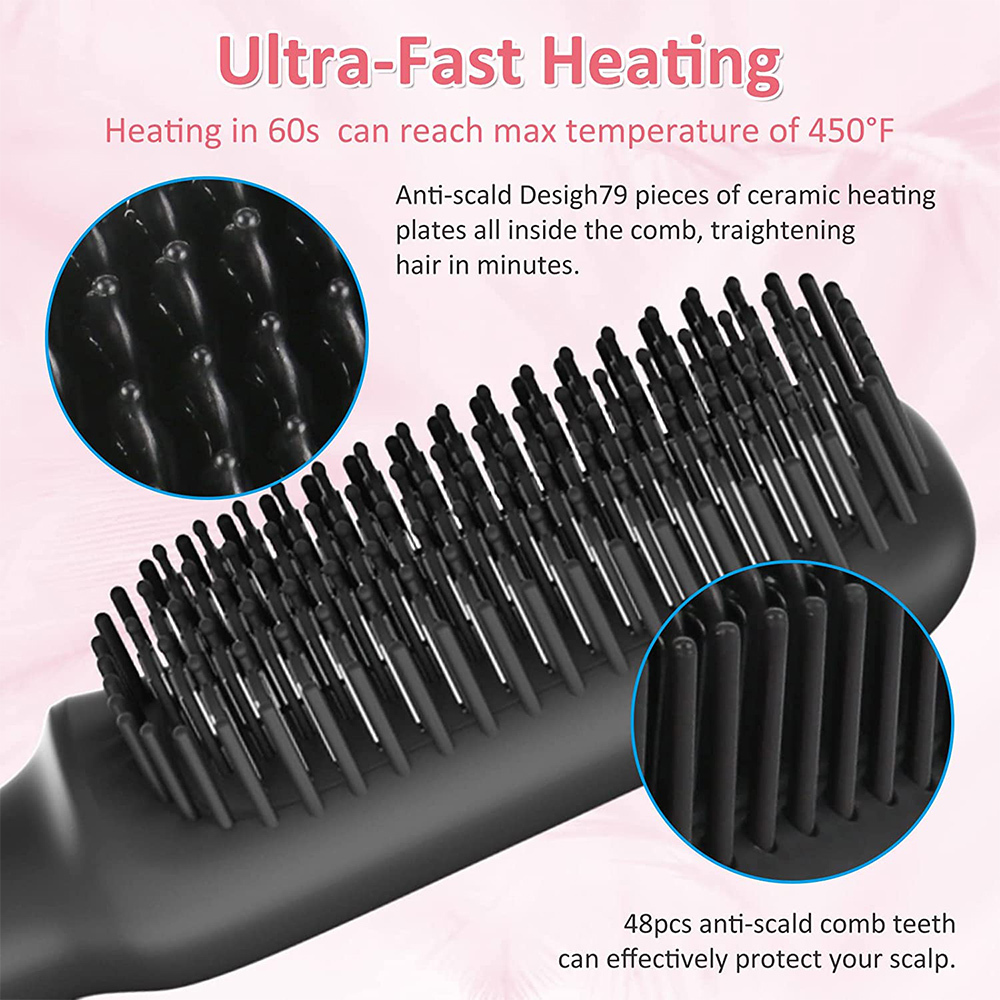 Electric Brushes Hot Comb For Hair Anti-scalding Ceramic Beard Straightener Brush F628-65